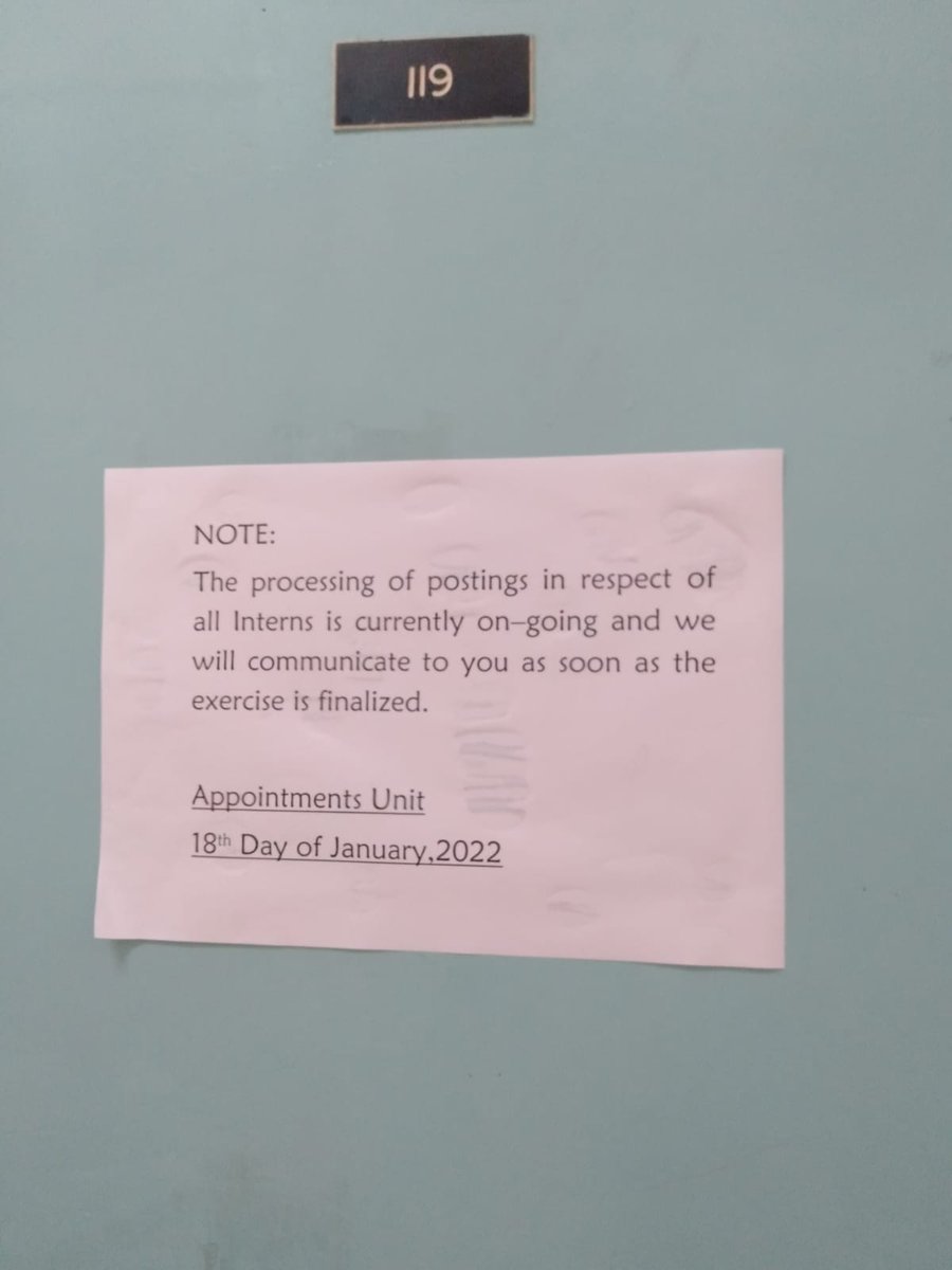Markjohn_davis's tweet photo. When representatives went to enquire, official at @MOH_Kenya room 119 hastily put up this poster to deter further enquiries. It's now 6 months since. This is impunity that shouldn't be tolerated.Let the MOH do the expected and #postnursinginterns
#postmedicalinterns https://t.co/JXoFPgNr2e