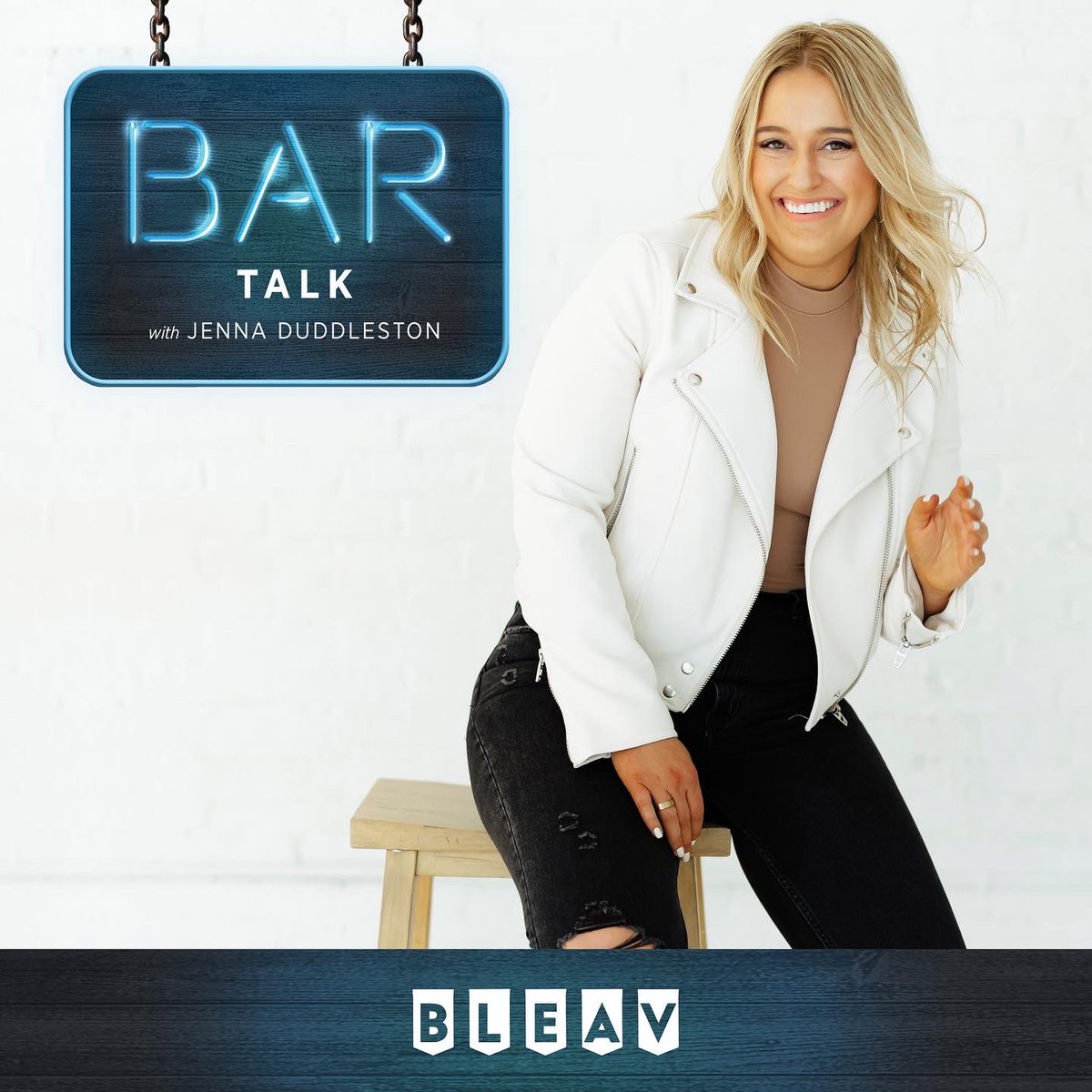 jennaduddleston's tweet photo. Over 2 years of Bar Talk called for a new cover art! To my sister @jilldudds for the updated logo. I AM OBSESSED 🙌🤍 https://t.co/E5oyk9pZuS
