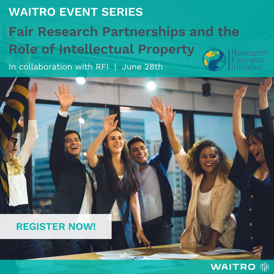 WAITRO (@waitro) on Twitter photo WAITRO and <a href="/rfi_cohred/">RFI COHRED</a> invite you to the last event of the #WAITROEventSeries: Workshop on “Fair Research Partnerships and the Role of Intellectual Property (IP)”.
Date: June 28th (13:00-15:30 CEST)
👉 Register here: waitro.typeform.com/event-series
#WAITROEvent WAITRO and <a href="/rfi_cohred/">RFI COHRED</a> invite you to the last event of the #WAITROEventSeries: Workshop on “Fair Research Partnerships and the Role of Intellectual Property (IP)”.
Date: June 28th (13:00-15:30 CEST)
👉 Register here: waitro.typeform.com/event-series
#WAITROEvent