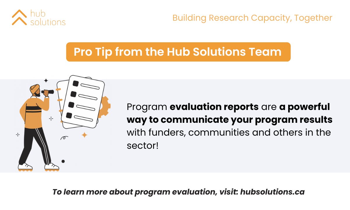 HubSolutions_'s tweet photo. PRO TIP from #HubSolutions: Program evaluation reports are a powerful way to communicate your program results with funders, communities and others in the sector!
 
To learn more about program evaluation, visit: https://t.co/fX7Af00iGm https://t.co/SBhxUAsJai