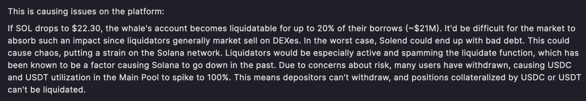ixonae's tweet image. The Solend team is basically afraid to have Solend &quot;end up with bad debt&quot; and to have &quot;Liquidators [...] especially active and spamming the liquidate function, which has been known to be a factor causing Solana to go down in the past. &quot; #solidEngineering #solidEconomics