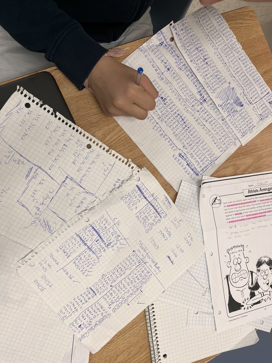 antheachanku's tweet image. Ss applying their knowledge of tree diagrams and possible outcomes to figure out this doozy of a math journal 🤔❓🤪 #grade7math #problemsolving