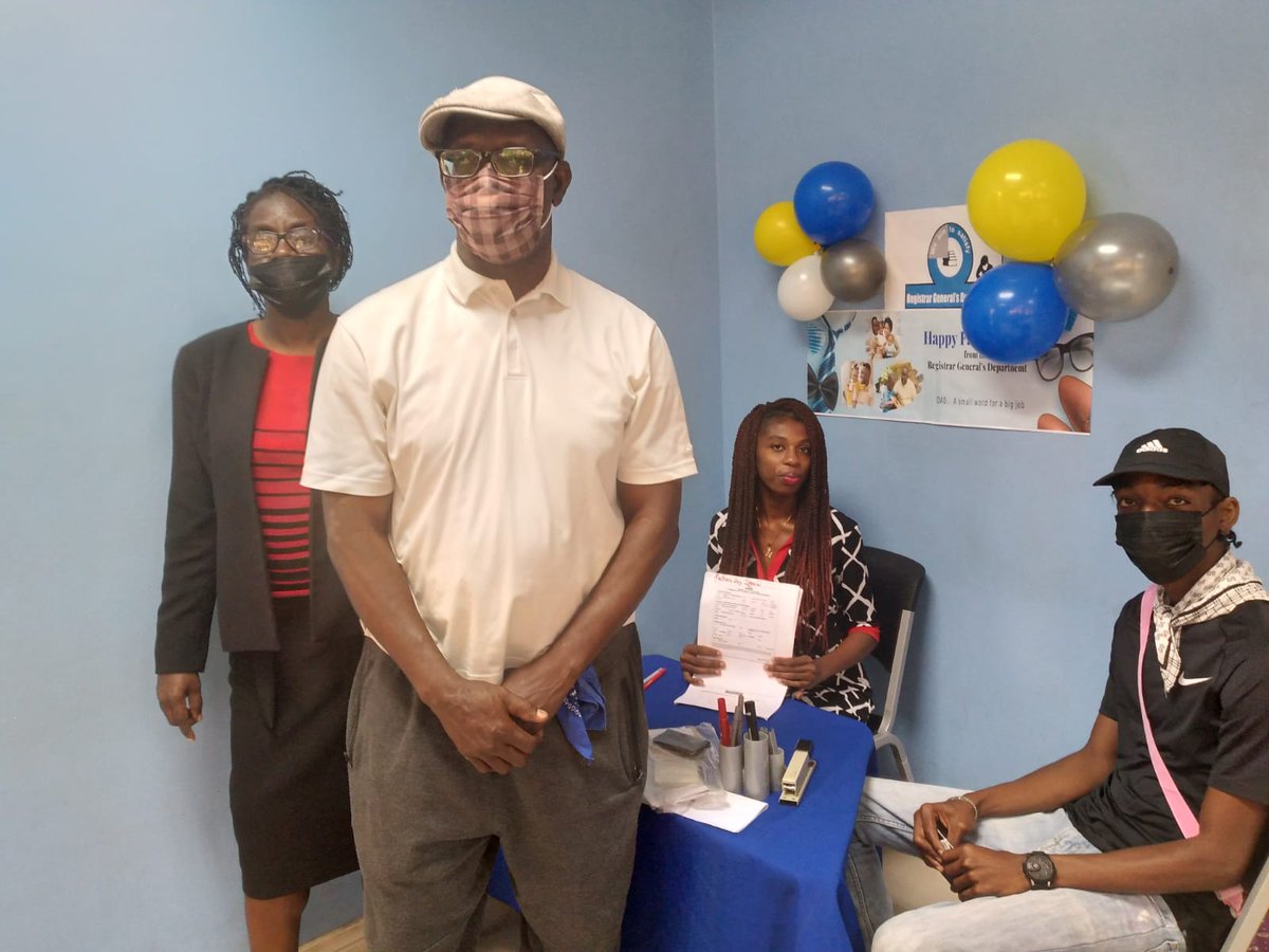 Congratulations to FATHERS at our Kingston Office who are joining us for Status Day to add their name to their child's record. #RGDjamaica #birthregistrationmatters #dad #birthcertificate