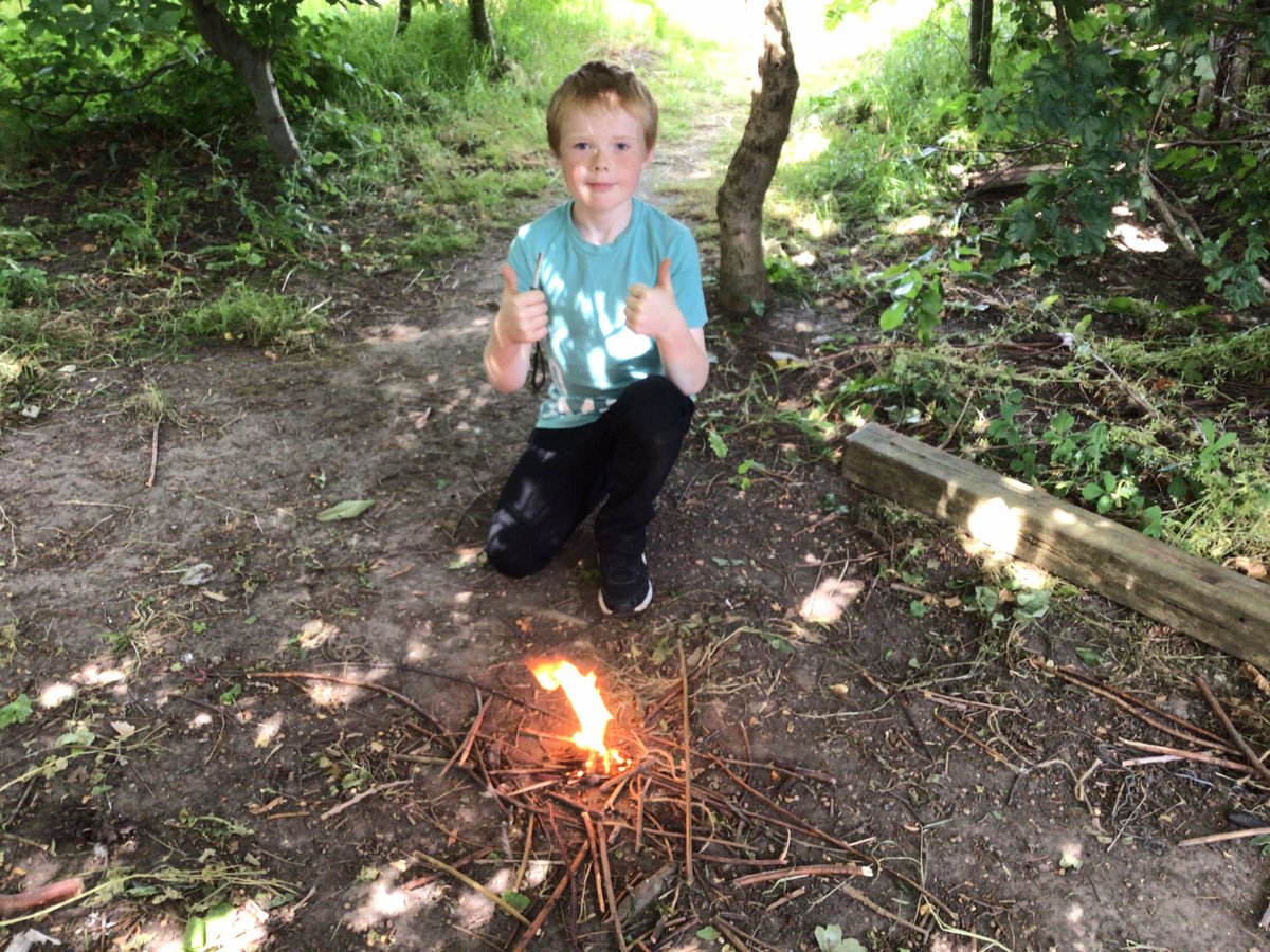 AndreaSeward4's tweet photo. Year 5 Forest School all managed to light a fire using the Flint and Steel today, which is not easy! Very proud of them all. @YsgolEmmanuel https://t.co/pCzrVXEnaG