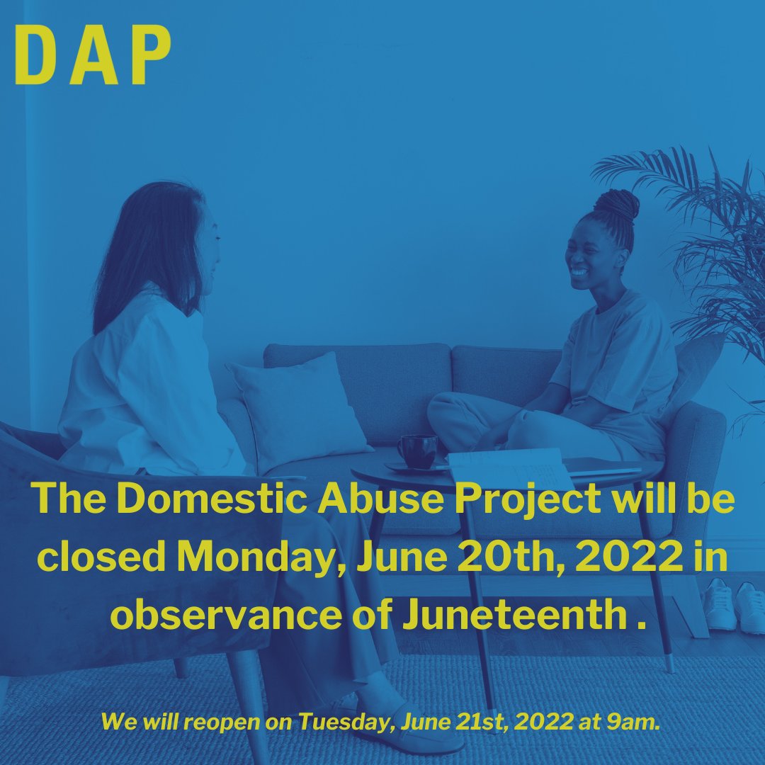 mn_dap's tweet image. DAP is closed in observance of Juneteenth. If you need DV crisis support or shelter, contact Day One at 1-866-223-1111 while we are closed. We reopen tomorrow at 9am!