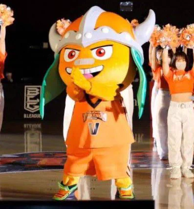 Balt, a Viking orange with a bandaid on his nose, is the mascot for Japanese basketball team The Ehime Orange Vikings. 