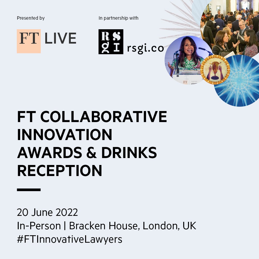 ftlive's tweet photo. LIVE: We have just started our #FTInnovativeLawyers FT Collaborative Innovation Award &amp; Drinks Reception with @_RSGI. Find out more: https://t.co/ZBM90Lu4vw

Follow this thread for updates. https://t.co/ny3MB1ovYb