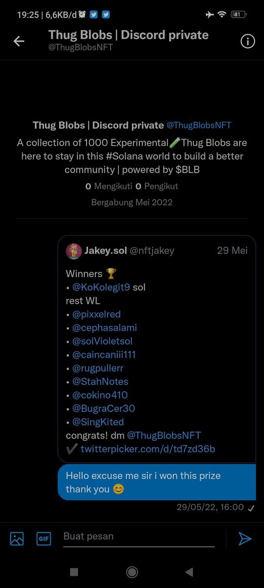 KoKolegit9's tweet photo. @thugblob scammer Don't follow him, I won solana 2 weeks he doesn't respond I've tried but he doesn't want to be responsible for his project @thugblob 

please help me to report him because you have collab with him @nftjakey @TheSolanaBoss @koolk123456 https://t.co/0ZCyvoC9Za