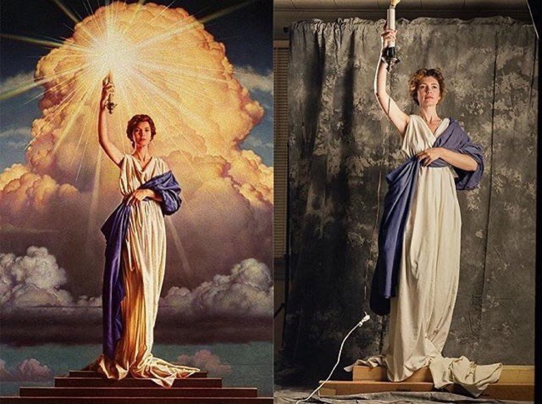 TuhafAmaGercek's tweet photo. Jenny Joseph, Columbia Pictures logosu için poz veriyor, 1992. https://t.co/M5AjnoX8nb