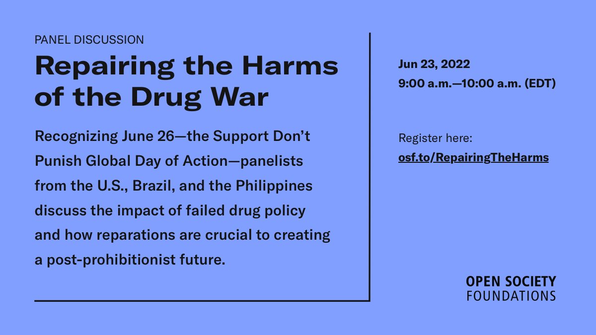 OSFKasia's tweet image. In recognition of the #SupportDontPunish Day of Action– join panelists from U.S., Brazil &amp;amp; the Philippines to discuss the consequences of drug policy enforcement, their work to dismantle the #drugwar, &amp;amp; how reparations are critical to creating more just post-prohibitionist future