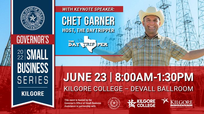 KCBrendaKays's tweet photo. KC is pleased to host the Governor’s #SmallBusiness Series-Kilgore on June 23. The event offers small business owners the opportunity to #network with other owners and meet with #experts in the field. To #register for the event, visit the following link: https://t.co/qgnv0gHL8R https://t.co/3rKLjrfZ3h