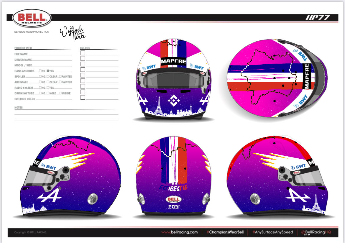wtkdesigner's tweet photo. @OconEsteban Hi, Esteban this is my idea for your helmet on the France GP, I hope you will like it https://t.co/OGhS12A1Rp