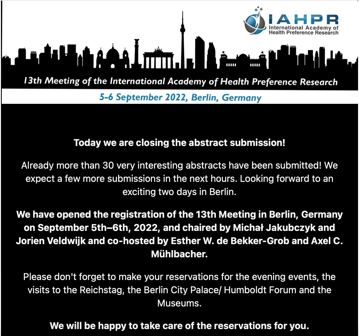Int. Academy of Health Preference Research (IAHPR) (@iahpr1) on Twitter photo 