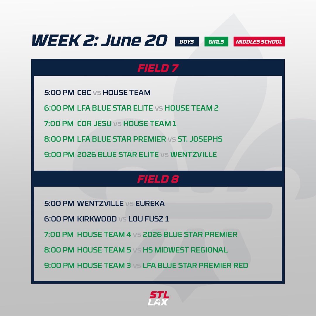Schedules for Week 2!