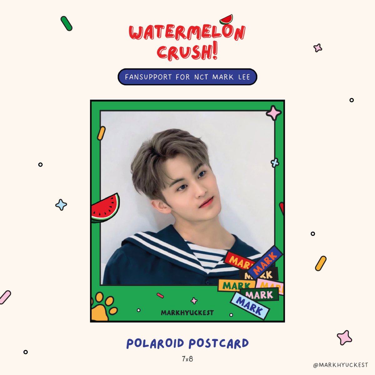 markshuuu's tweet photo. [help rt]

watermelon crush! 🍉
polaroid postcard fansupport for nct’s mark lee.

1. follow me
2. rt + like this tweet
(dm for trades/reserve)

here’s a little something from me to my fellow nctzens, see you all very soon! 🫶🏻

#NEOCITY_THE_LINK_SG
#NCT127inSG https://t.co/wumRXWBQzn