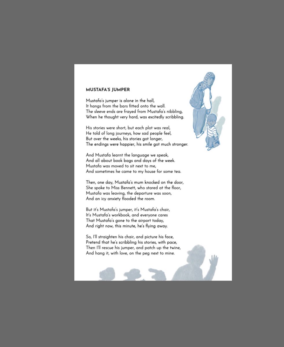 I thought it would be appropriate to share ‘Mustafa’s Jumper’, as today is World Refugee Day. So pleased this poem is included in my new collection, ‘Things That Should be in a Poem’, out in September (5yrs+), illustrated by the extremely talented ⁦@ShihYuLin047⁩. #refugees