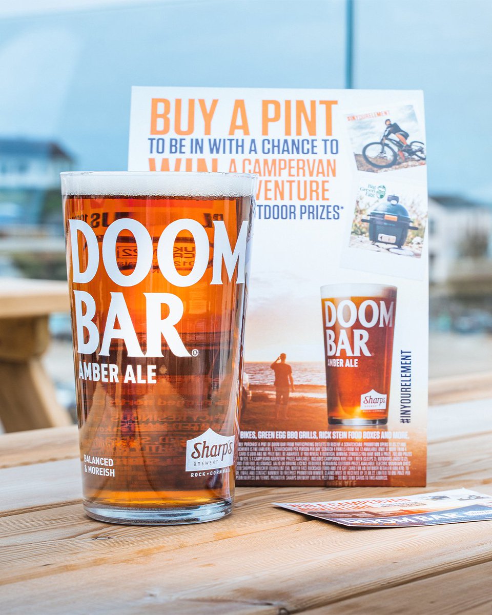 SharpsBrewery's tweet photo. Buy a pint of Doom Bar from participating outlets and be in with a chance to win 1 of 5 campervan adventures as well as 1000’s of outdoor prizes. Just match 4 symbols on a Doom Bar scratch card. #InYourElement #DoomBar 🌊🌅

T&amp;Cs: https://t.co/fj2OhKJ4VT

https://t.co/FsuV6HMR6a https://t.co/S4P3qiy5ZY