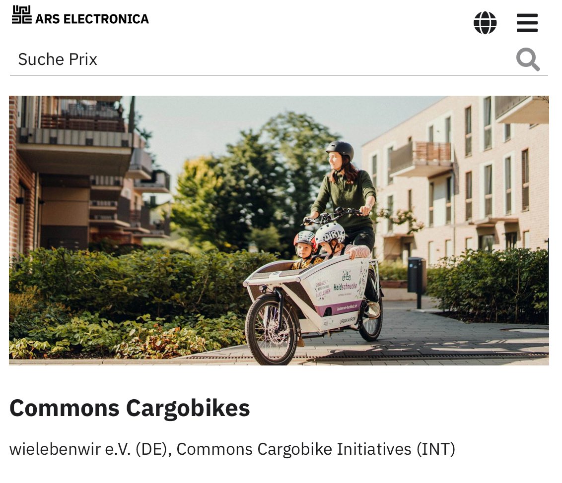 tafkaf's tweet photo. Honorary Mention for #CommonsCargobikes/#FreiesLastenrad Prix Ars @ArsElectronica 2022! 🎉  “The #grassroots initiative advocates free and open access, social commons to facilitate a collaborative city.”   #cargobike #sharing #commons #mobility  https://t.co/mfRDNMF907 https://t.co/jv2ansHW9R