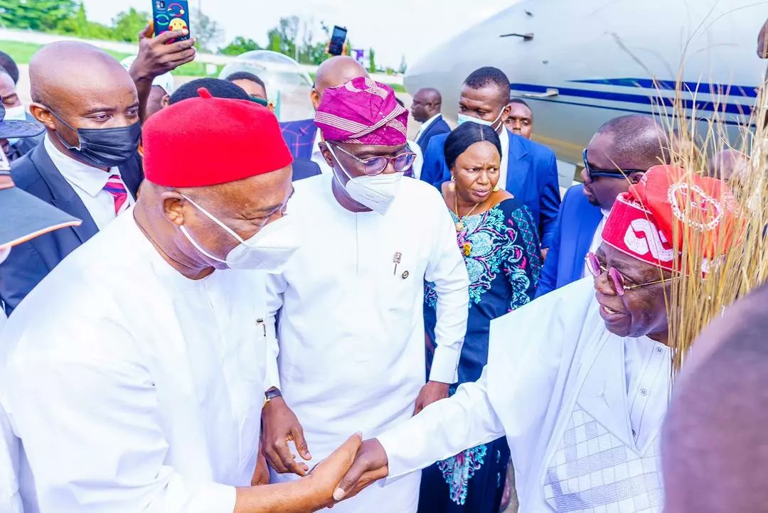 Hope_Uzodimma1's tweet photo. Yesterday, in the company of other Governors and party leaders, I attended the Home Coming of our party's Presidential Candidate, His Excellency Senator Asiwaju Bola Ahmed Tinubu @officialABAT, in Lagos State. https://t.co/lyeSXjejBr