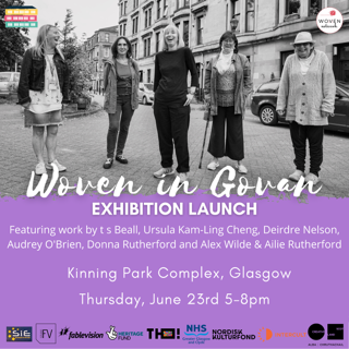 Studio_FV's tweet photo. Coming up! #WoveninGovan #exhibition @KinningParkComp featuring #artists - @tsbeall @_kamling @dstitch @KinDonna #AlexWilde @Audsvisual - whose #art explores #community, #care, #carers in the time of #Covid19. #food #film @Fablevision2 @lizfable  @NHSGGC #MariupulTU @Intercult https://t.co/LL4oBRmg4L