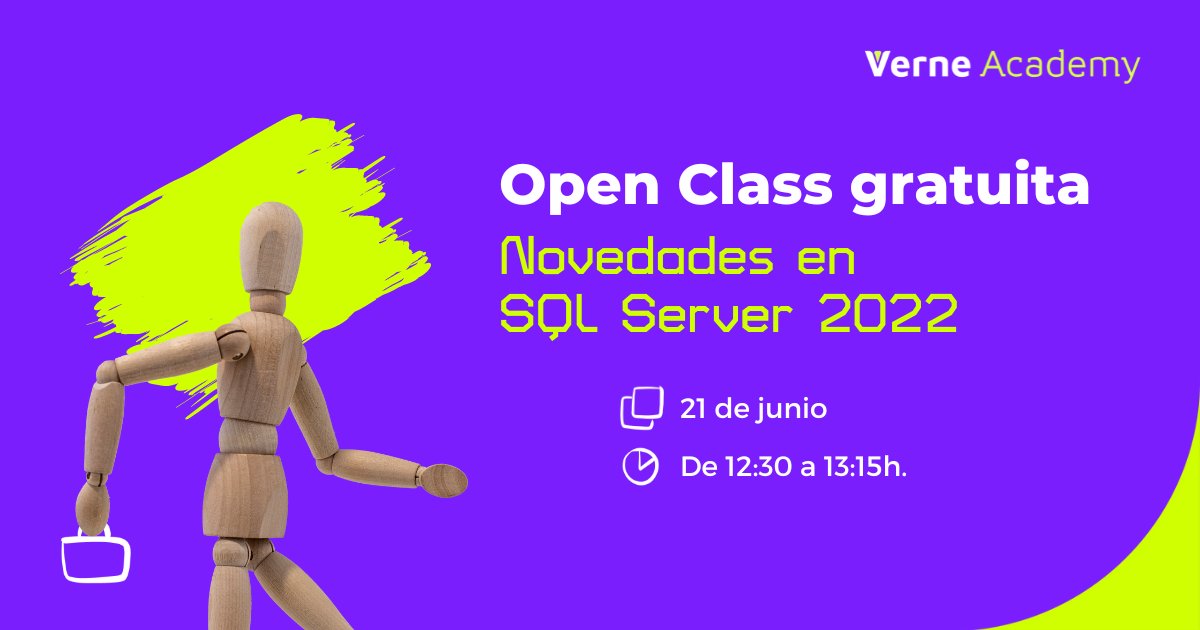 VerneAcademy's tweet photo. ¡Conoce todas las novedades en #SQLServer 2022! 💻📊
📅 Martes 21 de junio a las 12:30h.
👨🏫 Antonio Soto (@antoniosql) Director de Verne Tech en @VerneGroup
Inscríbete a la sesión aquí 👉 https://t.co/l19Y2OuQ7k
#NovedadesSQLServer #SeguridadSQL #TSQL #SolucionesDeAnalítica https://t.co/qg0jL2rKLz