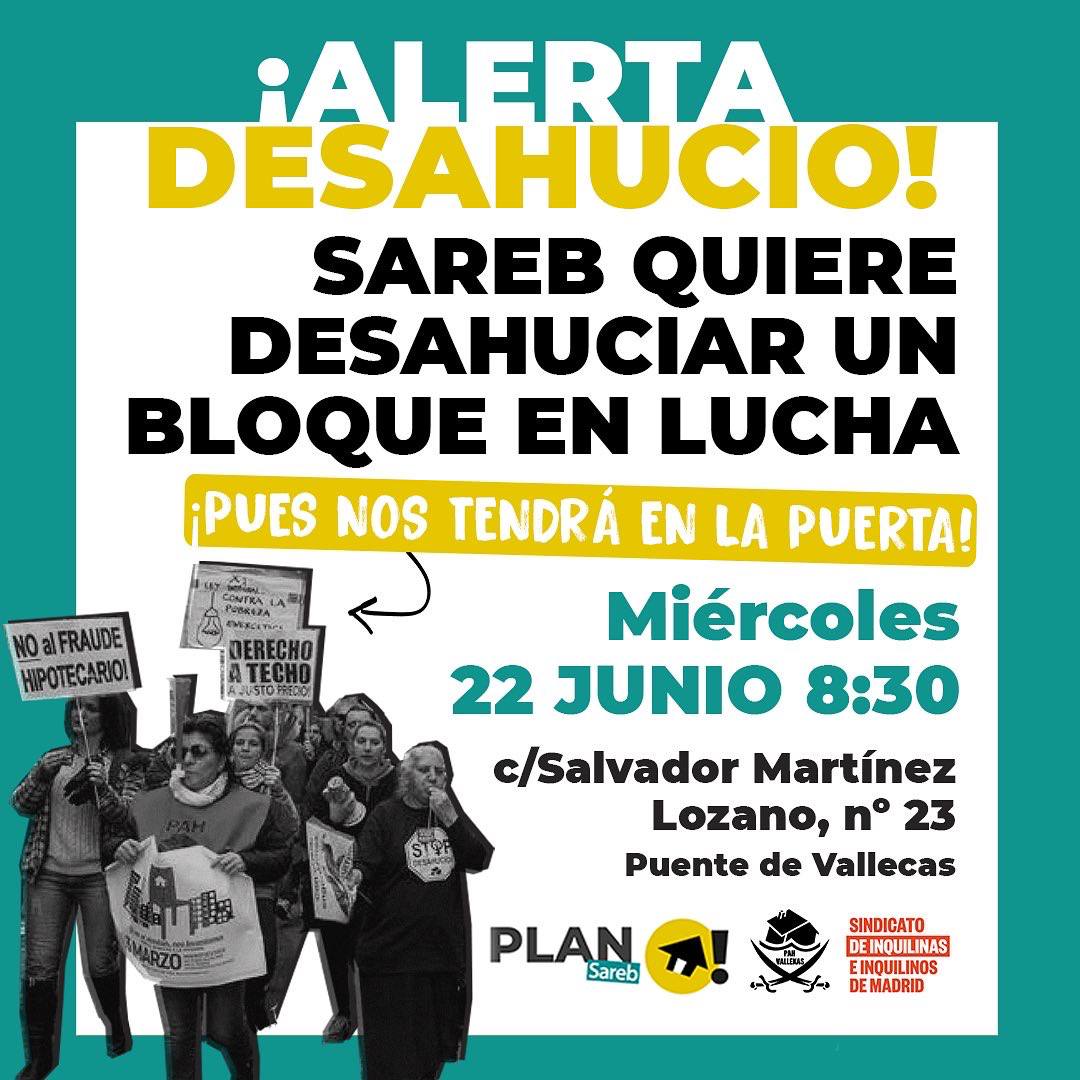 🔴A dos días del macrodesahucio de Vallecas, no tenemos noticias del juzgado. 

Mantenemos #SalvadorMartínezSeQueda este miércoles en Vallecas!