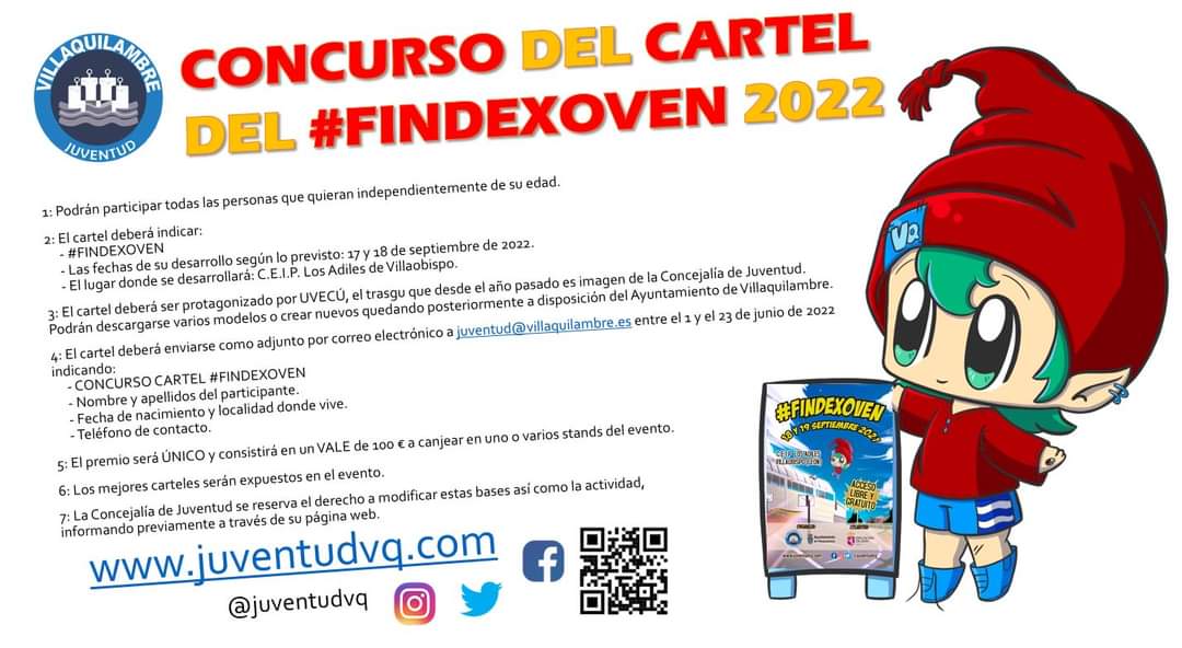 tuitpapyrus's tweet photo. Concurso de @juventudvq ... ¡¡Qué no se te pase y vete creando ya tu cartel!!🖌️🖌️😉😉 https://t.co/pufI2KVdz7
