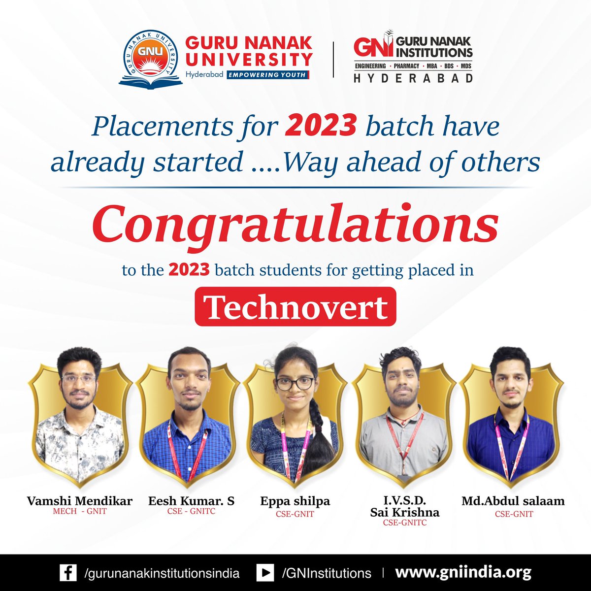 GNInstitutions's tweet photo. Congratulations to our students for getting selected into @TechnovertIN. What a way to start off the placements season. Amazing effort by students!! #gni #technovert #engineering #employment #jobs https://t.co/KHcNFk0kYB