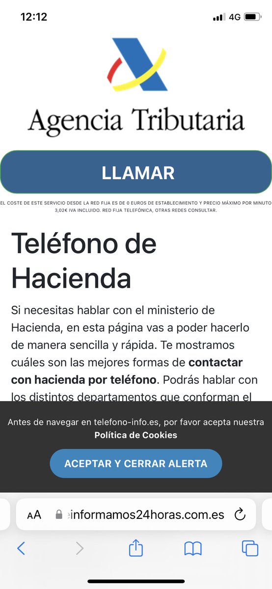 andreynner1's tweet photo. Enserio tanta burocracia y sacarle dinero al ciudadano que también para hacer la declaración de la renta utilizan un número telf de tarifa adicional??? Que estafa @Haciendagob https://t.co/DPDGVJpATG