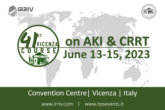 𝐒𝐀𝐕𝐄 𝐓𝐇𝐄 𝐃𝐀𝐓𝐄! - 𝟒1st @VicenzaCourse June 13-15, 𝟐𝟎𝟐𝟑
For more information about Vicenza Course, visit irriv.com Please share the info! #41vicenzacourse #AKI #CRRT #ICCommunity #MEDed #ICU