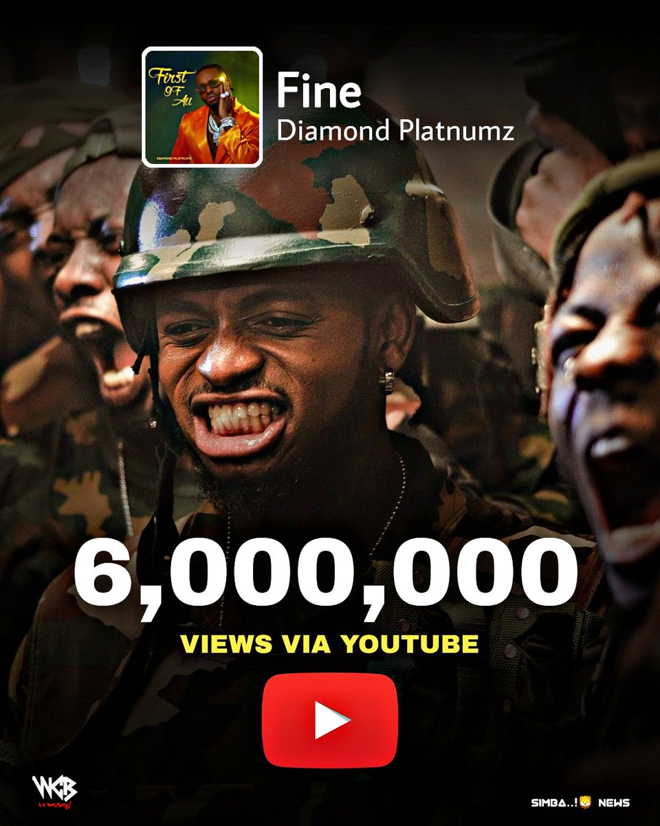 diamondglobals's tweet photo. Hitsong only β
The Track No.3 from #FOAtheEP "Fine" by the lion of Africa @diamondplatnumz π¦ has now Hits 6M+ views on @youtube and still counting..π§‘ππ
Keep Streaming/listening & Sharing #FOAtheEP on all digital platforms
#FOA #FOATheEP #FirstOfAll https://t.co/rlSJR1jmVr