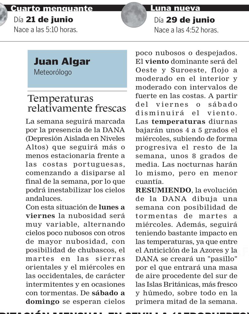 Esta es la semana fresquita de Junio.