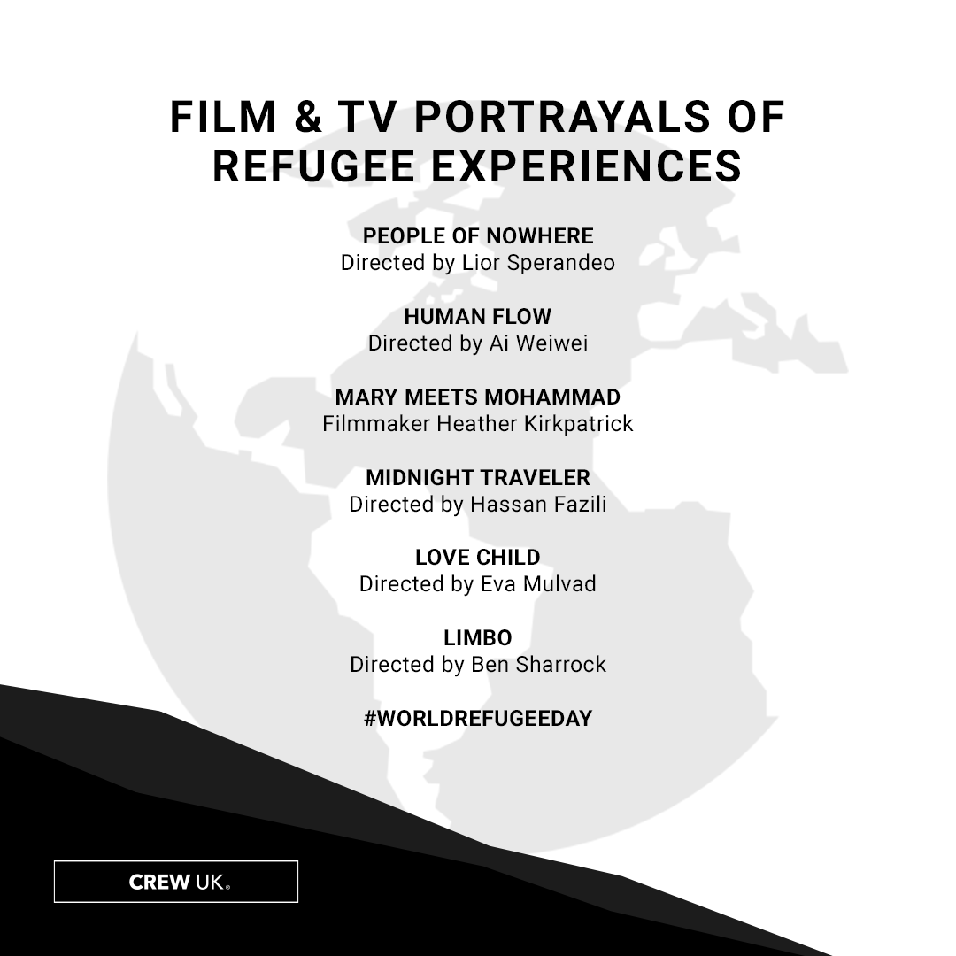 crewuk_'s tweet photo. Film &amp; TV have a significant role in shaping public perception on the subject of #refugees. Journalists and crew on the ground report the events that lead to refugee crises. Here are some examples of on-screen portrayals of refugees that we recommend. #worldrefugeeday https://t.co/b0WzJi0Ts6