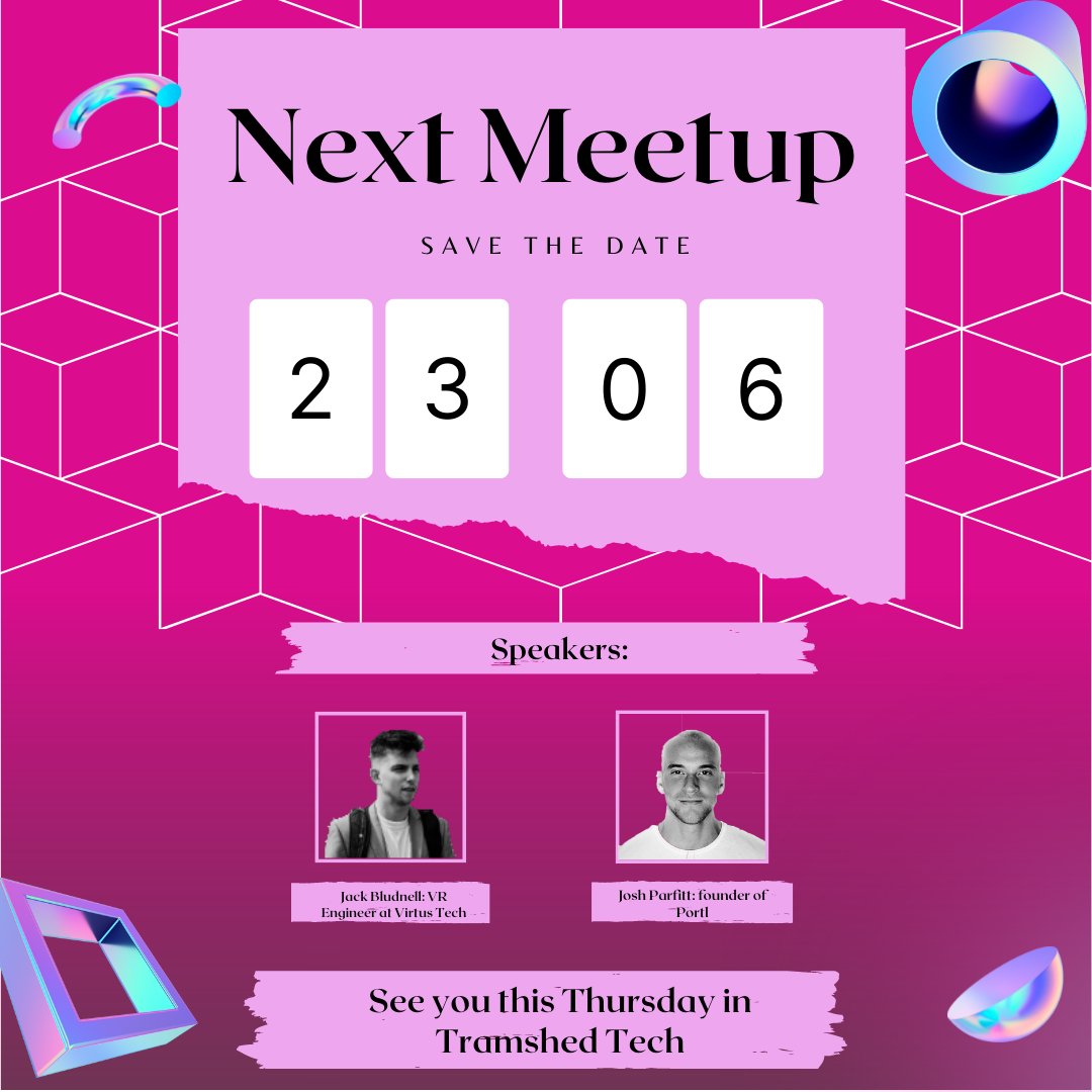 VRWales2022's tweet photo. Don't forget to sign up for our 2nd Meetup this Thursday π
https://t.co/gbUTbvHdWJ
#event #virtualreality #vrwales #vrtalks #metaverse #digiverse #virtustech https://t.co/kDp7v6eNUj