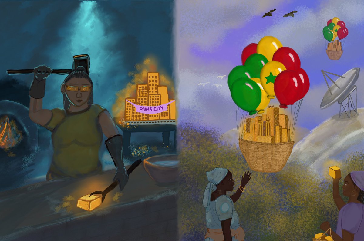 HelpUsHaley's tweet image. Big love to some of the amazing artists from Africa telling us about their work right now! We love this work by @Looooohiiiii showcasing the progress brought about by Senegalese women!