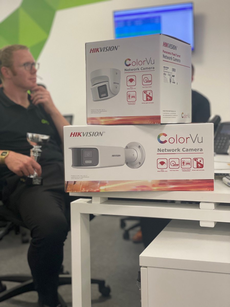 DVSLTD's tweet photo. Best in class, Andrew Slater showing off his 'Best DVS Salesperson, 2021' Award.
Also, the New Panoramic ColorVu Cameras from @HIKVISIONUK are in stock.
https://t.co/Sa5KMYLb8L
https://t.co/TuzMEJCPwm
#TEAMDVS #NEW https://t.co/aegIsHRNrb