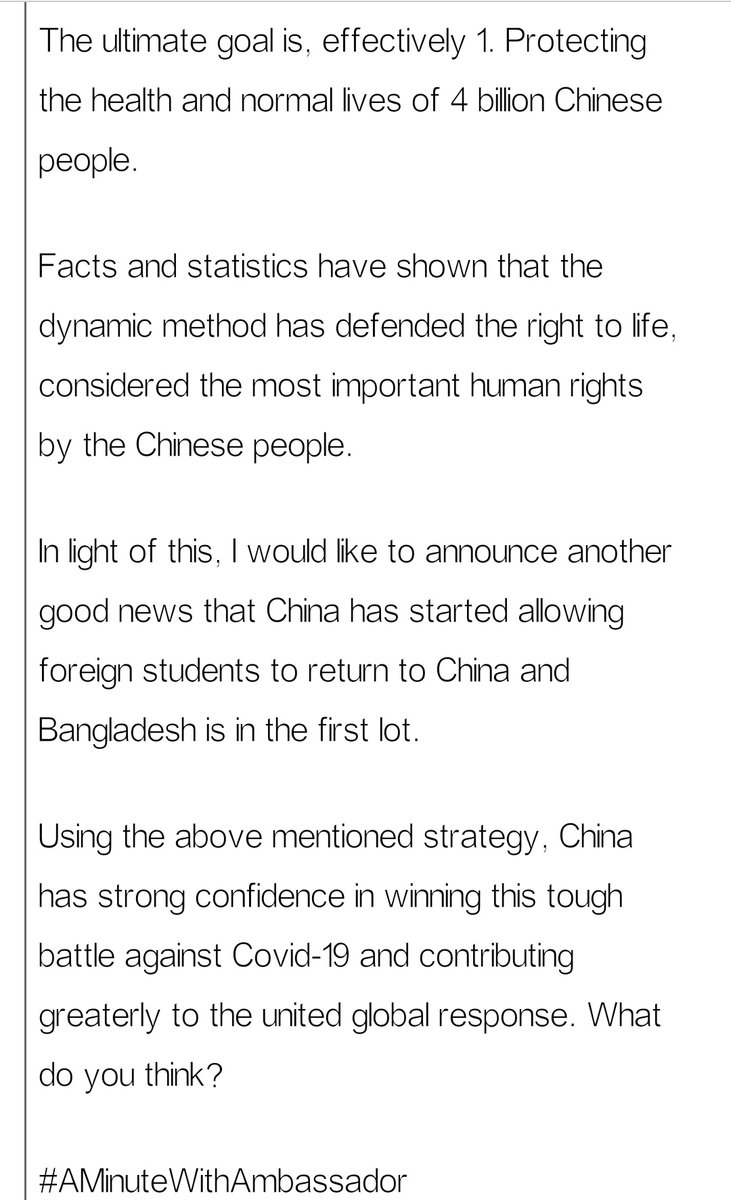 takeusbacktoCHN's tweet photo. Chinese ambassador in Bangladesh Li Jiming announces that China is planning to allow foreign students to return to campus and Bangladesh is first in line.

https://t.co/RXRIH9lyF0

#takeUsBackToChina https://t.co/kZIout40VB