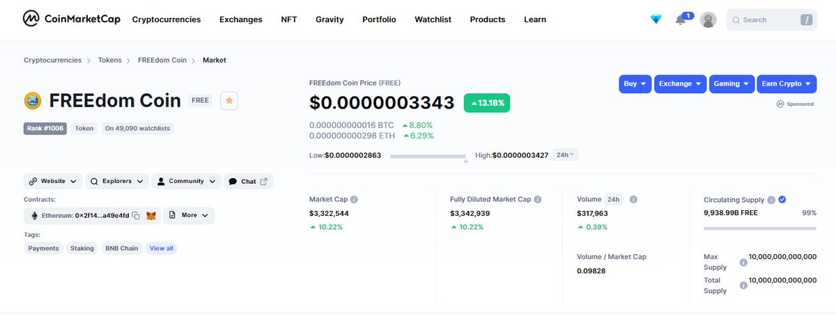 FREEDOM of MONEY coin - $FREE since 2018 tweet media