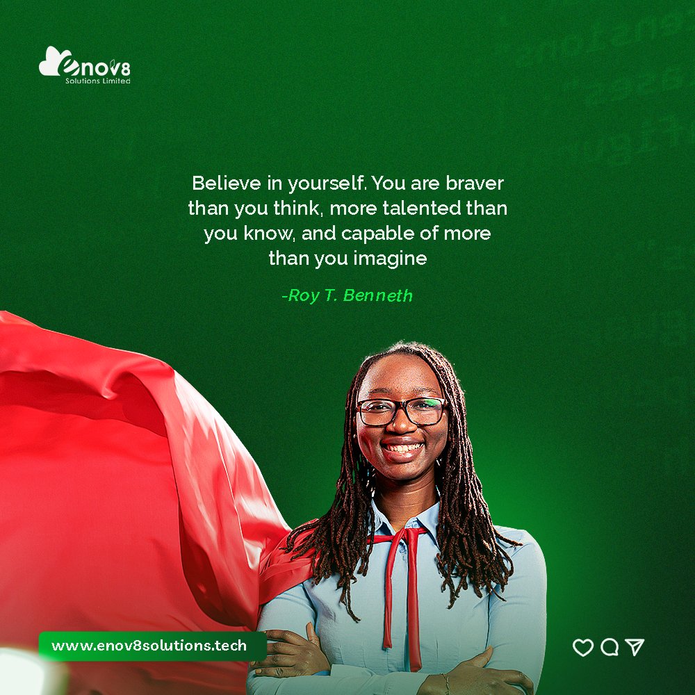 Enov8Solutions's tweet photo. Today, we are all out to encourage you that you are better than you think. Stop and look back at the feats you have accomplished. You should be proud of yourself. 

Keep moving and have a fantastic week!

#happynewweek #newweekcharge #enov8solutions #MondayMotivation https://t.co/Uf4VCQyJIh