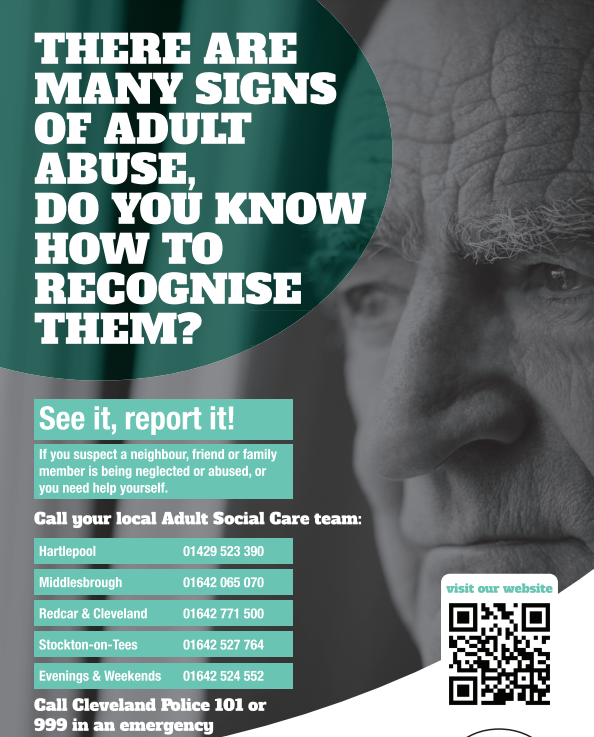 TeeswideSAB's tweet image. Last week @TeeswideSAB hosted a ‘Creating Safer Cultures’ awareness campaign. Thank you to all who took part and helped us to share key messages.

Together we can prevent and respond to adult abuse and neglect.

See it Report it!

tsab.org.uk/report-abuse/