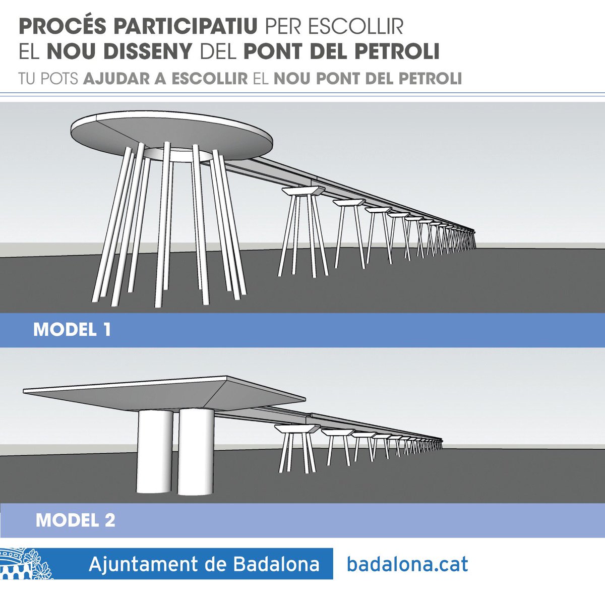 🔴 Última hora: S'obre un procés participatiu per decidir quin serà el disseny final del Pont del Petroli. Qualsevol persona empadronada a #Badalona i major de 16 anys podrà fer la votació. Des d'avui mateix i fins al dia 27 de juny es pot votar a: ajuntament.badalona.cat/proces-partici…