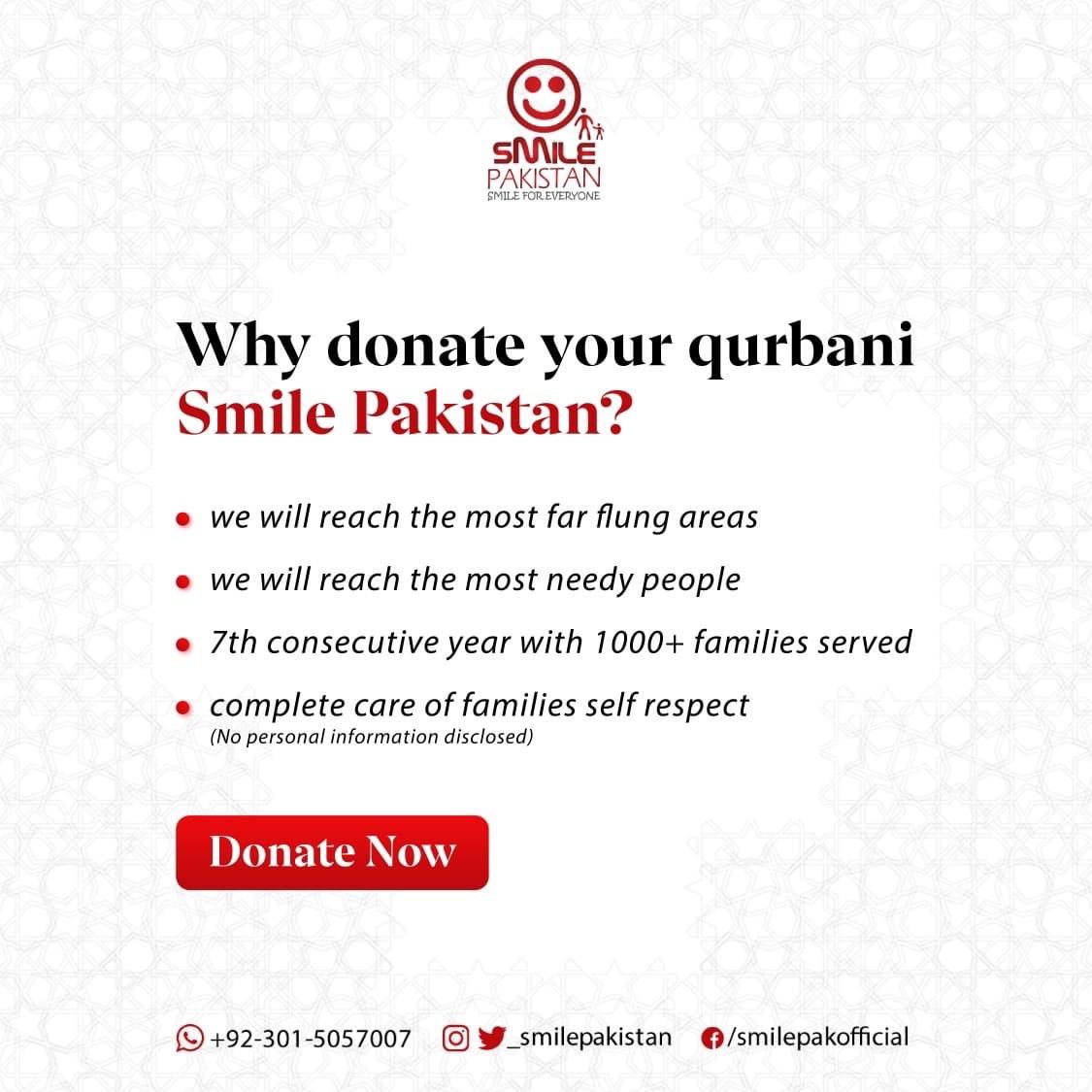 _SmilePakistan's tweet photo. Thank you for choosing us for 7 straight years, this year we are growing bigger &amp; better, only with your support inshaAllah

QURBANI FEE Sabeel Lillah 2022

Cow Per Share 14000/-

Donate now! 

#SmilePakistan #Smileforeveryone #Pakistan #qurbani #qurbanifesabeellillah #islamabad https://t.co/WBlD6n63jm