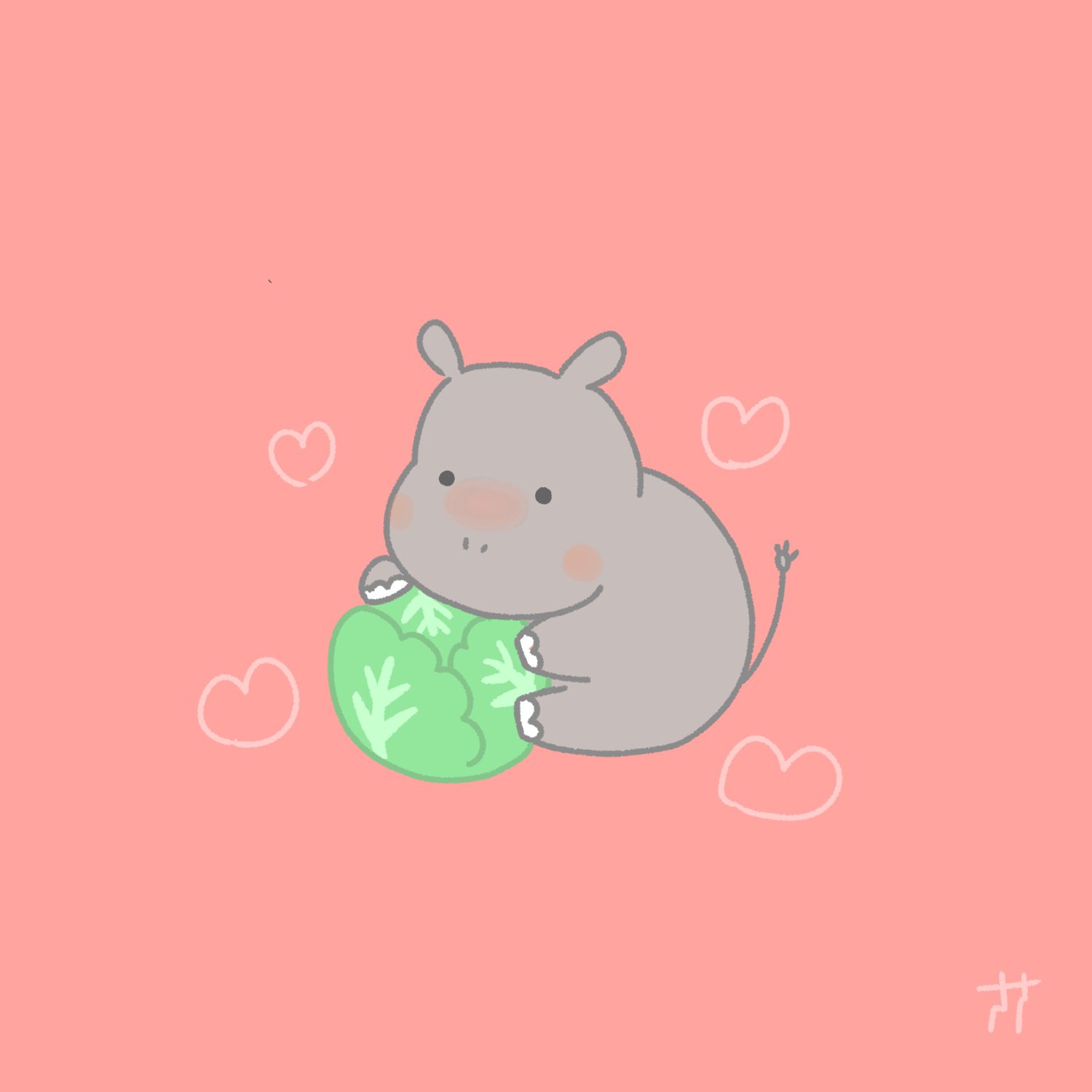 ささ キャベツ好きカバ イラスト ゆるい絵 一日一絵 動物イラスト T Co Cnc4pgzfkn Twitter