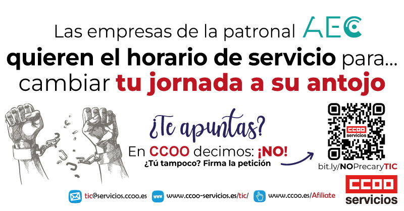 TICCOOservicios's tweet photo. BASTA YA de precarizar el sector @aecspain y empresas asociadas: 

#ConvenioTICdigno #NoPrecaryTIC
 
@altenspain @atmira_oficial @AyesaNews @Bilbomatica @bluetabtweet @Cegos_es @Getronics @IBM_ES @inetum_es @KPMG_E @NTTDataSpain  @VASS_Group @viewnext @WorldlineGlobal @KPMG_ES https://t.co/77GKguRDsK