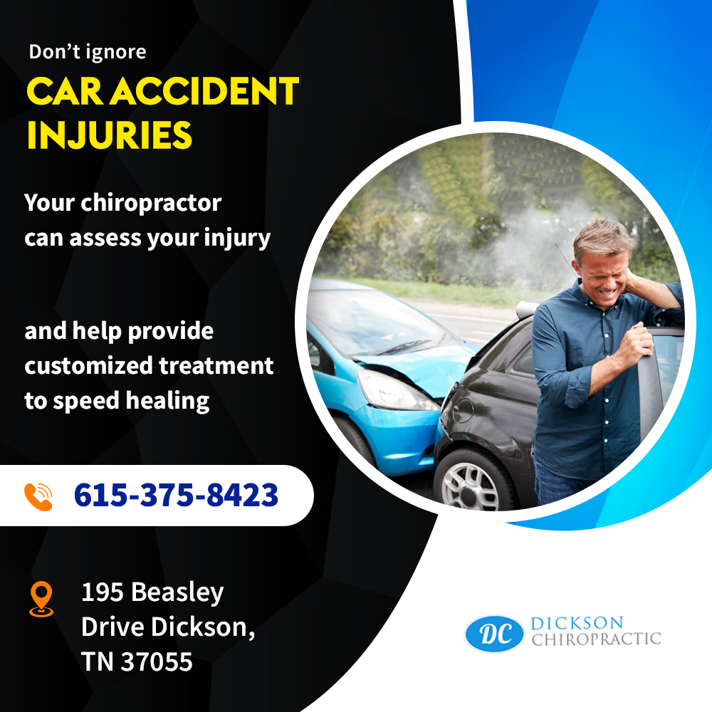 Car accidents can cause a great deal of pain, injuries and problems for the body. Visit dickson-chiropractic.com/common-car-acc… to learn how chiropractors can help treat your injuries.

#caraccident #autoinjuries #accidentinjury #treatinjuries #whiplash #painrelief #chiropracticcare