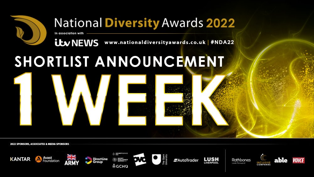 ndawards's tweet image. We&apos;ve got some HUGE #NDA22 news for you all...

🤩 After months of waiting... we&apos;ll finally be announcing this year&apos;s National Diversity Award shortlist in JUST 1 WEEK! 🤩

Who are you hoping has made the list?!

#diversity #inclusion #nationaldiversityawards #shortlist #NDA22
