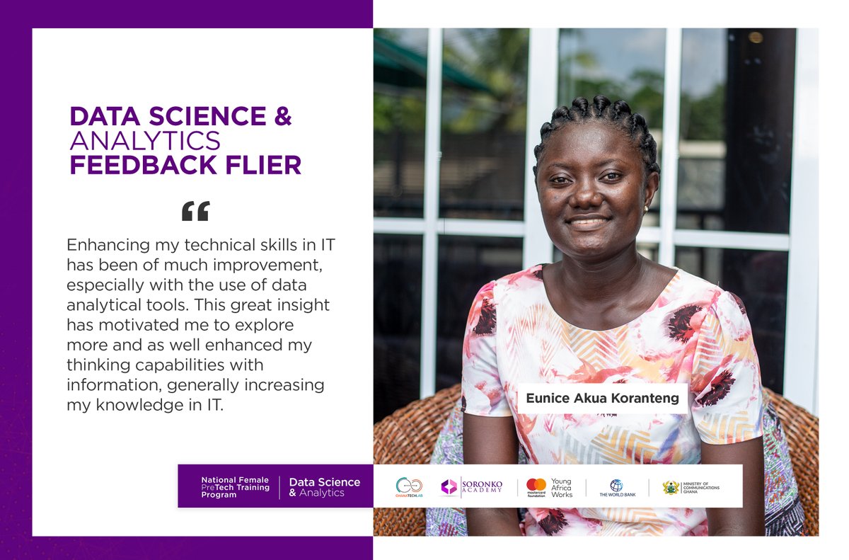 GhanaTechLab's tweet photo. Akua Koranteng received her Data Science training at The GTL Campus.
She shares how the training increased her knowledge in IT.
#Nationalpretechtraining
#GTLImpact
#GhanaLadiesintech
#DataScience
#Bridgethegap https://t.co/njrjPx6sNS