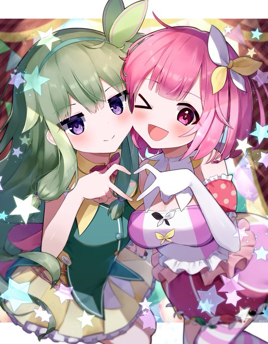 プロセカの好きな二人を描いた～!
#Prsk_FA #草薙寧々 #鳳えむ 