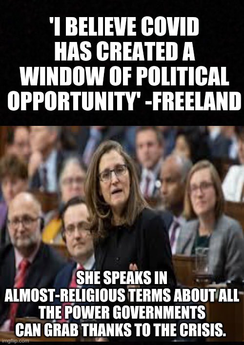 Derricktgoat's tweet photo. Does this NOT concern anyone ? 
CONFLICT ? 
 
January 2019, 
The World Economic Forum announces Minister of Foreign Affairs of Canada Chrystia Freeland, joined its Board of Trustees.

The Board of Trustees is the highest-level governance body of the World Economic Forum (WEF). https://t.co/6WoNWSYdnm