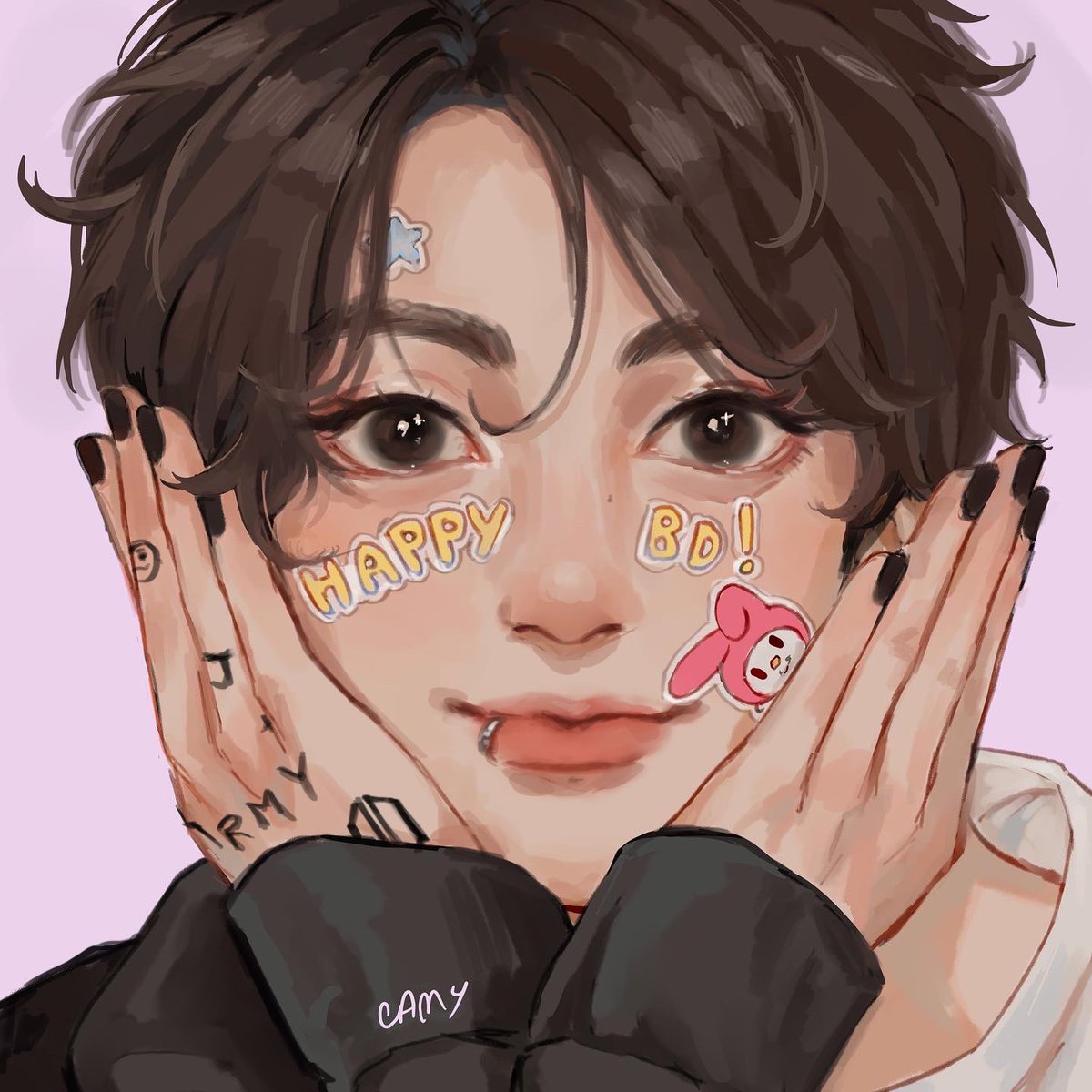 「omg i'm obsessed with pink and jungkook 」|camy 🌙のイラスト